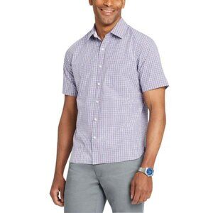 Van Heusen Short Sleeve Button-Front Shirt in Pur Patrician Purple New With Tags